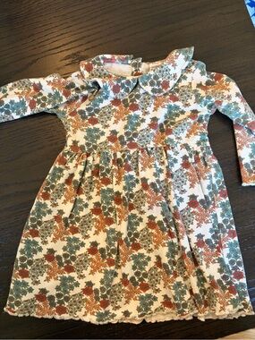 kate quinn Cream Floral Dress with Rust & Teal Accents